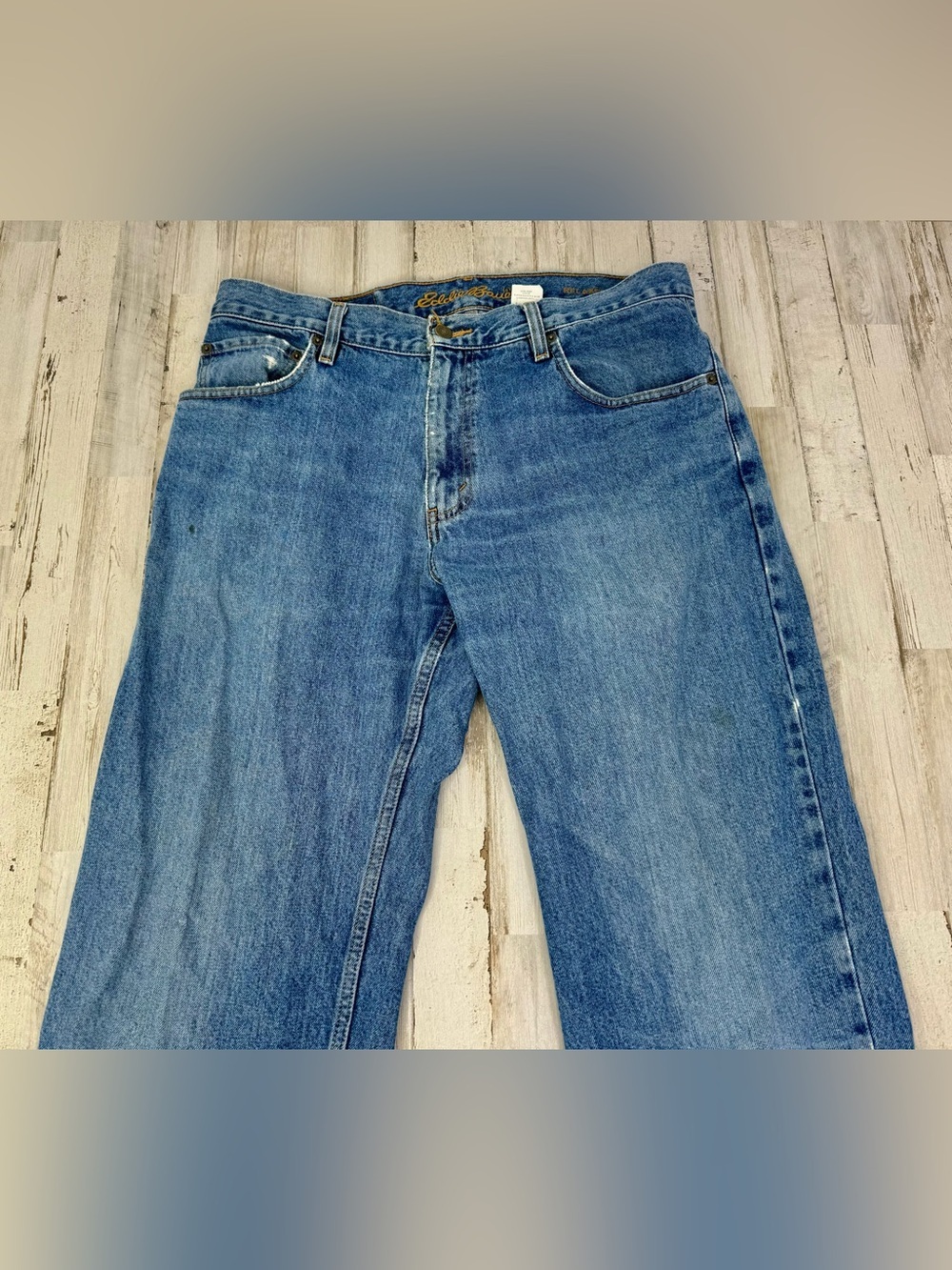 Vintage Eddie Bauer Jeans Mens 34x32 Straight Fit Y2K Medium Wash Blue Denim - Picture 2 of 10
